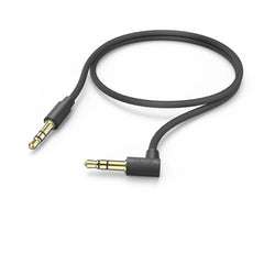 Hama Cable de Audio Acodado 90Âº - Jack 3.5mm Macho - Longitud 0.5m - Estereo - Contactos Chapados en Oro - Color Negro