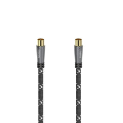 Hama Prime Cable Coaxial de Antena Macho/Hembra - Longitud 1.5m - Terminales Chapados en Oro - Apantallamiento 120dB - Impedancia 75Ohm - Color Negro y Gris