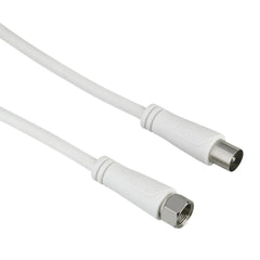 Hama Essential Cable Coaxial de Antena - Longitud 1.5m - Conector F Macho - Doble Blindaje - Apantallamiento 90dB - Impedancia 75Ohm - Color Blanco