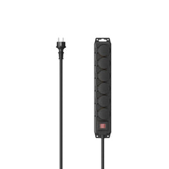 Hama Regleta Alimentacion para Exterior con 6 Tomas - Potencia Maxima 3680W - IP44 - Cable 2m - Interruptor de Encendido - Enchufe Schuko Recto - 7.2x4.7x43.1cm - Color Negro