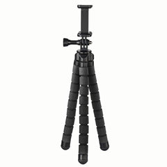 Hama Flex Tripode para Smartphone y Camara Deportiva - Peso Max 300g - Plegable - Altura Ajustable hasta 26cm - Plastico - Color Negro