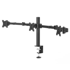 Hama Soporte de Mesa con Brazos Articulados para 3 Monitores de 13 a 27" - Capacidad 7kg - Inclinacion 25Âº - Altura Ajustable - Giro 180Âº - Acero - VESA 100x100 - 139.4x17.49x40.43cm - Color Negro