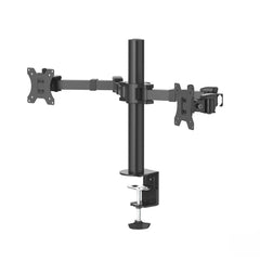Hama Soporte de Mesa con Brazos Articulados para 2 Monitores de 13 a 35" - Capacidad 15kg - Inclinacion 35Âº - Altura Ajustable - Giro 180Âº - Acero - VESA 100x100 - 101.8x13.81x40.43cm - Color Negro