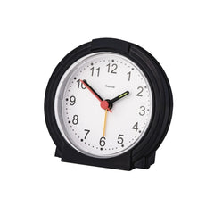 Hama Classic Reloj Despertador Analogico - Manecillas y Numeros Fluorescentes - Funciona con 1 Pila AA - 9.5x3.8cm - Color Negro