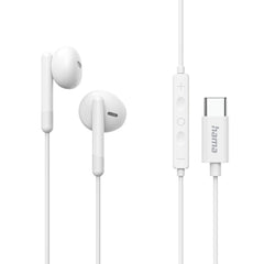 Hama Classy Auriculares con Microfono Omnidireccional - Cable 1.2m - Conector USB-C - Asistente de Voz - Color Blanco