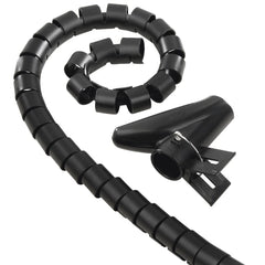 Hama Organizador de Cable en Espiral 20mm - Flexible - Longitud 2.5m - Adaptador para Instalacion - Color Negro