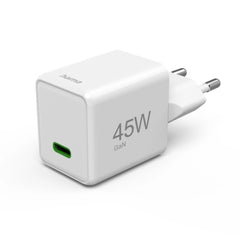 Hama Cargador de Pared - Potencia 45W - USB-C - GaN - Power Delivery - Qualcomm - Color Blanco