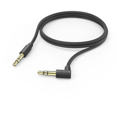 Hama Cable de Audio Acodado 90Âº - Jack 3.5mm Macho - Longitud 0.5m - Estereo - Contactos Chapados en Oro - Color Negro