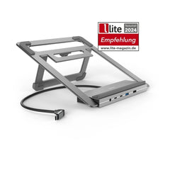 Hama Essential Hub USB 3.2 con Funcion Soporte - Potencia Maxima 100W - Cable USB-C de 40cm - LAN Ethernet 1Gbps - Jack 3.5m - DisplayPort 4K - 4x USB-A - USB-C - 2x HDMI 4K - Power Delivery - Color Gris