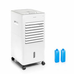 Innovagoods Airvecove Climatizador Evaporativo Portatil - 65W - Rango 15m2 - 3 Velocidades - Deposito de 5L - Cable 160cm - Funcion Rotativa - Multifuncion - 27x60x31.7cm - Color Blanco