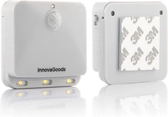 Innovagoods Lumtoo Pack de 2 Luces LED con Sensor de Movimiento - Adhesivo de Calidad - Alcance 5m - Apagado Automatico - 2.6x6.3x6.7cm - Color Blanco