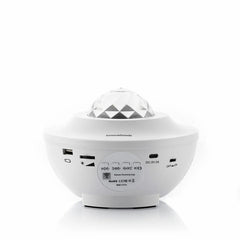 Innovagoods Sedlay Proyector de Estrellas con Altavoz - Bluetooth - Cable 145cm - Luz LED - Temporizador - Antideslizante - Apagado Automatico - 17x12.5cm - Color Blanco