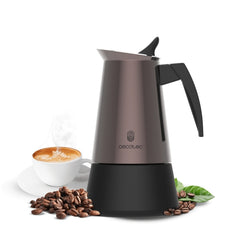 Cecotec Piccolina 900 Cafetera Italiana para 9 Tazas - Acero Inoxidable - Apta para Gas, Electrica y Vitro - Junta de Silicona - Mango Ergonomico - Valvula de Seguridad - Color Bronce