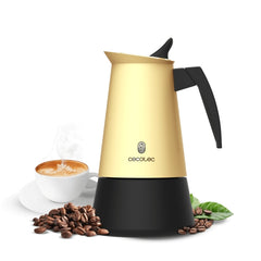 Cecotec Piccolina 200 Cafetera Italiana para 2 Tazas - Acero Inoxidable - Apta para Gas, Electrica y Vitro - Mango Ergonomico - Valvula de Seguridad Integrada - Color Amarillo Pastel