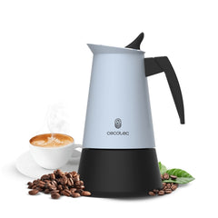 Cecotec Piccolina 200 Cafetera Italiana para 2 Tazas - Acero Inoxidable - Apta para Gas, Electrica y Vitro - Junta Hermetica de Silicona - Mango Ergonomico - Valvula de Seguridad - Color Azul Claro
