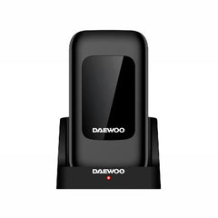 Daewoo Telefono Movil de Tapa - Doble Pantalla 2.8" y 1.77" - Teclas Grandes - RAM 48Mb - ROM 128Mb - 1000mAh - Camara 0.3Mp - 4G Dual SIM - Jack 3.5mm - Radio FM - Base de Carga USB-C - Color Negro