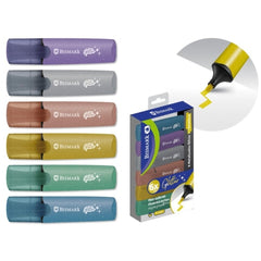 Bismark Pack de 6 Marcadores Fluorescentes Glitter Metalizados - Tinta de Secado Rapido - Punta Biselada - Ideal para Subrayar y Resaltar - DiseÃ±o Ergonomico