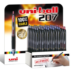 Uni-ball UMN-207 Signo Expositor con 36 Boligrafos - Punta de Bola 0.7mm - Grip de Caucho Antifatiga - Tinta Pigmentada Resistente a Luz y Agua - Colores Surtidos