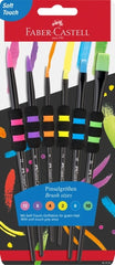 Faber-Castell Pack de 6 Pinceles Sinteticos de Diferentes TamaÃ±os y Colores - Agarre Soft Touch - Color del Cuerpo Negro