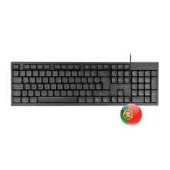 Clavier complet Tacens Anima AK02 - Câble 1,3 m - Disposition QWERTY PT portugaise - Touches silencieuses à profil bas - Raccourcis multimédia et IA - 43,7 x 25 x 1,3 cm - Couleur noire