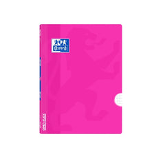 Oxford Libreta Grapada - Formato A5+ - 48 Hojas - Cuadricula 4x4mm con Margen - Tapa de Plastico - Anti Traspaso de Tinta - Color Fucsia