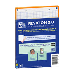 Oxford Pack de 30 FlashCards 2.0 - Formato A5 - Cuadricula 5x5mm - Cartulina de 250g - Digitalizacion de Textos con App - Color Naranja