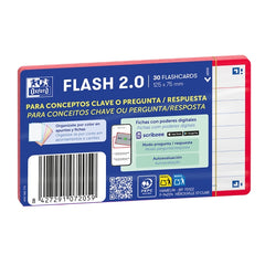 Oxford Pack de 30 FlashCards 2.0 - Formato A7 - Rayado Horizontal 1 Linea - Cartulina de 250g - Digitalizacion de Textos con App - Color Rojo