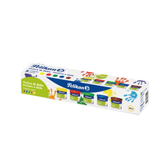 Pelikan Pack de 5 Botes de Pintura para Dedos - 40ml - Mezclable - Textura Mousse - Contiene Amargante Natural - Colores Surtidos