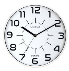Unilux Unilux Pop Reloj de Pared - Pila Incluida - Numeros Grandes - Mecanismo Silencioso de Cuarzo - Color Blanco