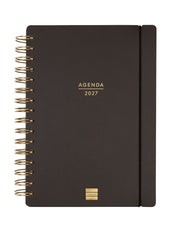 Finocam Haiku Agenda de Espiral en Catalan - 16 Meses - Semana Vista Horizontal - Formato E10 - 155x212mm - Tapa Dura - Papel de 95g/m2 - Cierre con Goma Elastica - Color Negro