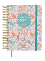 Finocam Vitae Agenda de Espiral en Catalan - 16 Meses - Semana Vista Horizontal - Formato 4Âº - 155x217mm - Tapa Dura - Papel de 80g/m2 - Goma Elastica - Bolsillo con Fuelle - Multicolor
