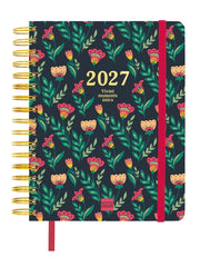 Finocam Vitae Agenda de Espiral en Catalan - 16 Meses - Semana Vista Horizontal - Formato 4Âº - 155x217mm - Tapa Dura - Papel de 80g/m2 - Goma Elastica - Bolsillo con Fuelle - Multicolor
