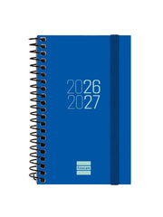 Finocam Espir Agenda Escolar 26/27 en Catalan - Semana Vista Horizontal - Formato E3 - 79x127mm - Tapas de Polipropileno - Papel de 80g/m2 - Espiral - Esquinas Microperforadas - Color Azul