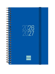 Finocam Espir Agenda Escolar 26/27 en Catalan - Semana Vista Horizontal - Formato E8 - 120x171mm - Tapas de Polipropileno - Papel de 80g/m2 - Espiral - Esquinas Microperforadas - Color Azul