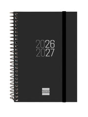 Finocam Espir Agenda Escolar 26/27 en Catalan - Semana Vista Horizontal - Formato E8 - 120x171mm - Tapas de Polipropileno - Papel de 80g/m2 - Espiral - Esquinas Microperforadas - Color Negro