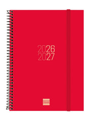 Finocam Espir Agenda Escolar 26/27 en Catalan - Semana Vista Horizontal - Formato E10 - 155x212mm - Tapas de Polipropileno - Papel de 80g/m2 - Espiral - Esquinas Microperforadas - Color Rojo
