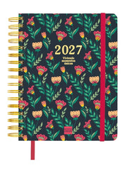 Finocam Vitae Agenda de Espiral - 16 Meses - Semana Vista Horizontal - Formato 4Âº - 155x217mm - Tapa Dura - Papel de 80g/m2 - Cierre con Goma Elastica - Bolsillo con Fuelle - Multicolor