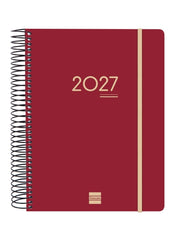 Finocam Ikon Agenda de Espiral Internacional - 16 Meses - 1 Dia por Pagina - Formato E10 - 155x212mm - Tapas de Polipropileno - Papel de 70g/m2 - Adhesivos Tematicos - Color Burdeos