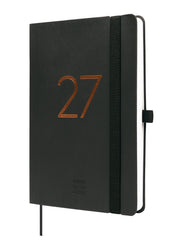 Finocam Capri Agenda de Tapa Blanda - 16 Meses - Semana Vista Horizontal - Formato F4 - 118x168mm - Papel de 80g/m2 - Bolsillo Interior - Cierre con Goma - Color Negro