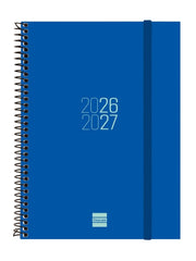 Finocam Espir Agenda Escolar 26/27 - Semana Vista Horizontal - Formato E10 - 155x212mm - Tapas de Polipropileno - Papel de 80g/m2 - Espiral Metalica - Esquinas Microperforadas - Color Azul