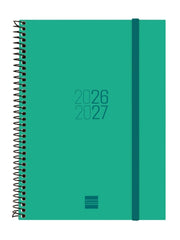 Finocam Espir Agenda Escolar 26/27 - Semana Vista Horizontal - Formato E10 - 155x212mm - Tapas de Polipropileno - Papel de 80g/m2 - Espiral Metalica - Esquinas Microperforadas - Color Verde