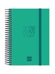 Finocam Espir Agenda Escolar 26/27 - 1 Dia por Pagina - Formato E8 - 120x171mm - Tapas de Polipropileno - Papel de 70g/m2 - Espiral Metalica - Esquinas Microperforadas - Color Verde