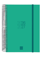 Finocam Espir Agenda Escolar 26/27 - 1 Dia por Pagina - Formato E10 - 155x212mm - Tapas de Polipropileno - Papel de 70g/m2 - Espiral Metalica - Esquinas Microperforadas - Color Verde