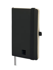 Finocam Nexo Cuaderno de Tapa Blanda - 72 Hojas - 90x150mm - Papel Crema de 80g/m2 - Liso - Bolsillo Interior - Cierre con Goma - Hojas Microperforadas - Color Negro
