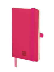 Finocam Nexo Cuaderno de Tapa Blanda - 72 Hojas - 90x150mm - Papel Crema de 80g/m2 - Liso - Bolsillo Interior - Cierre con Goma - Hojas Microperforadas - Color Fucsia