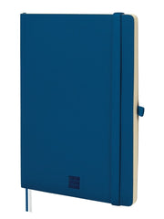 Finocam Nexo Cuaderno de Tapa Blanda - 72 Hojas - Formato A5 - 148x210mm - Papel Crema de 80g/m2 - Liso - Bolsillo Interior - Cierre con Goma - Hojas Microperforadas - Color Azul Marino