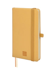 Finocam Nexo Cuaderno de Tapa Dura - 72 Hojas - 90x150mm - Papel Crema de 80g/m2 - Liso - Bolsillo Interior - Cierre con Goma - Hojas Microperforadas - Color Camel