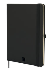 Finocam Nexo Cuaderno de Tapa Dura - 72 Hojas - Formato A5 - 148x210mm - Papel Crema de 80g/m2 - Liso - Bolsillo Interior - Cierre con Goma - Hojas Microperforadas - Color Negro