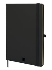 Finocam Nexo Cuaderno de Tapa Dura - 72 Hojas - Formato B5 - 176x250mm - Papel Crema de 80g/m2 - Liso - Bolsillo Interior - Cierre con Goma - Hojas Microperforadas - Color Negro