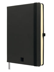 Finocam Nexo Double Cuaderno de Tapa Dura - 144 Hojas - Formato A5 - 148x210mm - Papel Crema de 80g/m2 - Liso - Bolsillo Interior - Cierre con Goma - Hojas Microperforadas - Color Negro